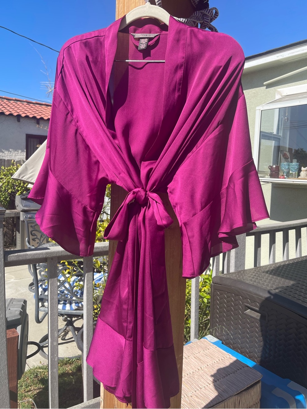 Victoria's Secret Magenta Satin Kimono Cover-Up